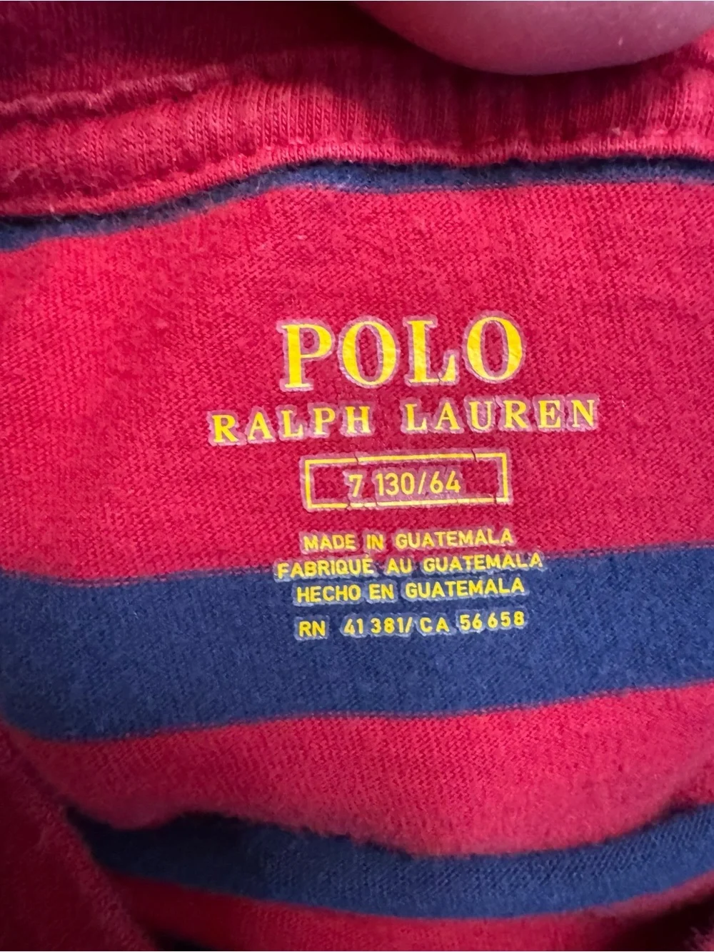 LOT OF 2-Ralph Lauren Bear Long Sleeve Polo Shirt Red Blue Striped Crewneck Sz 7